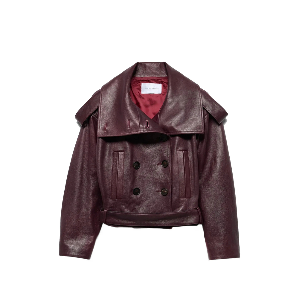 7 For All Mankind Double-breasted Leather Jacket