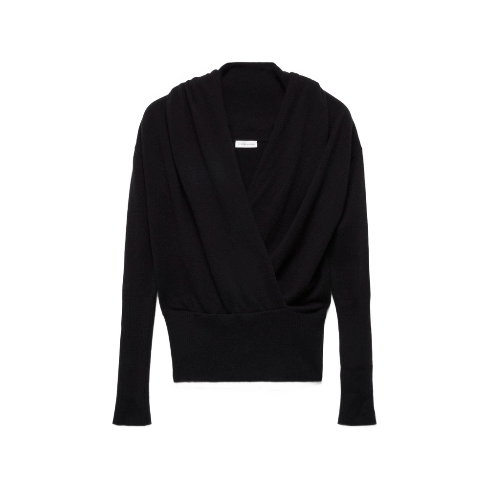 Wrap-Style Ribbed-Trim Sweater