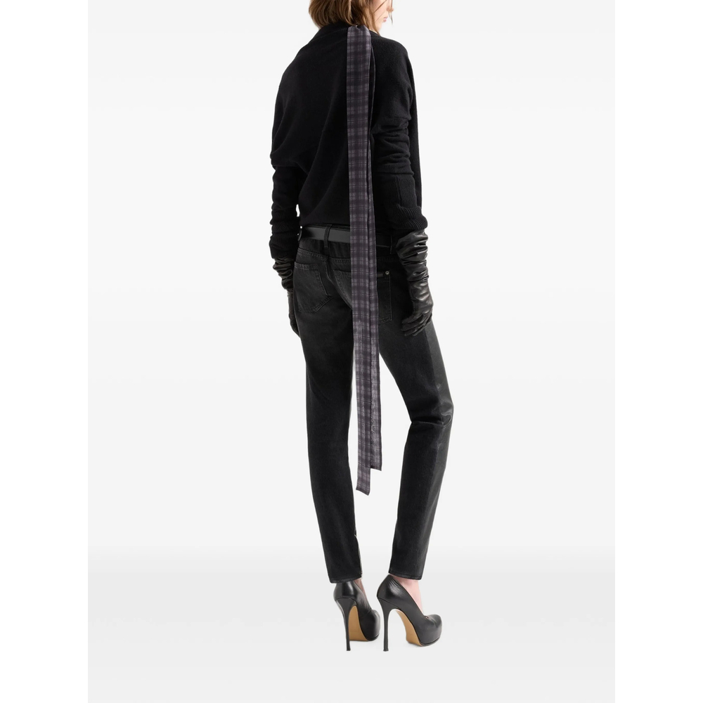 Wrap-Style Ribbed-Trim Sweater