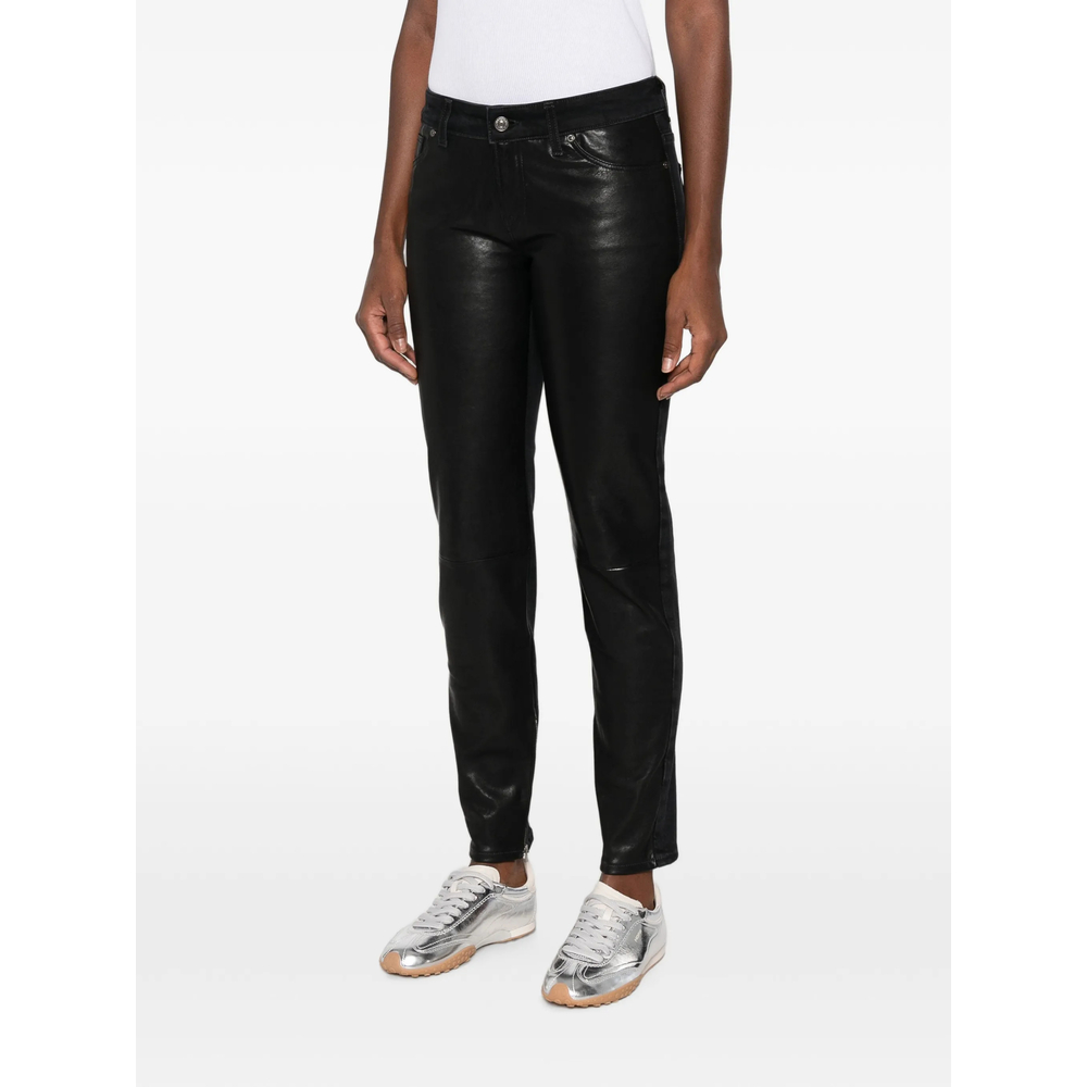Coated Zip-Detail Jeans