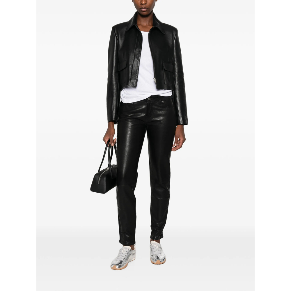 Coated Zip-Detail Jeans
