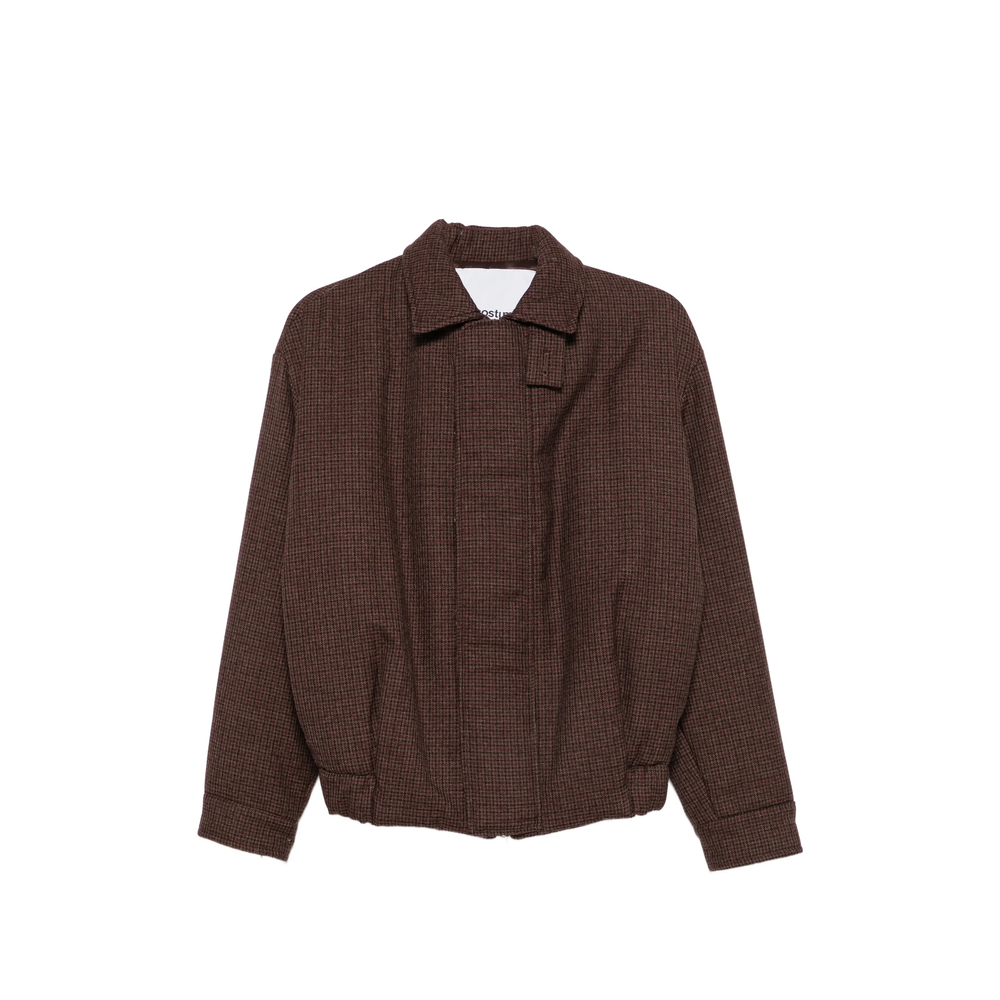 Costumein Houndstooth-pattern Zip-up Jacket