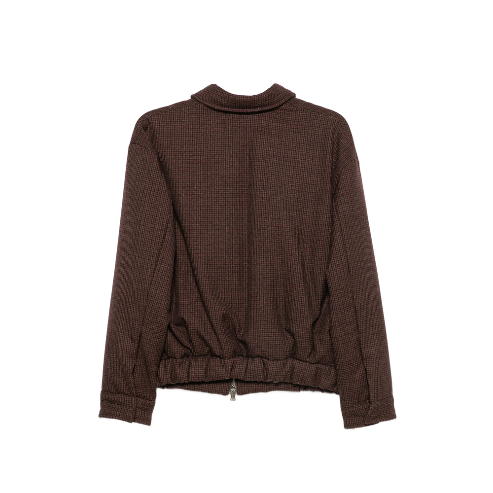 Houndstooth-Pattern Zip-Up Jacket