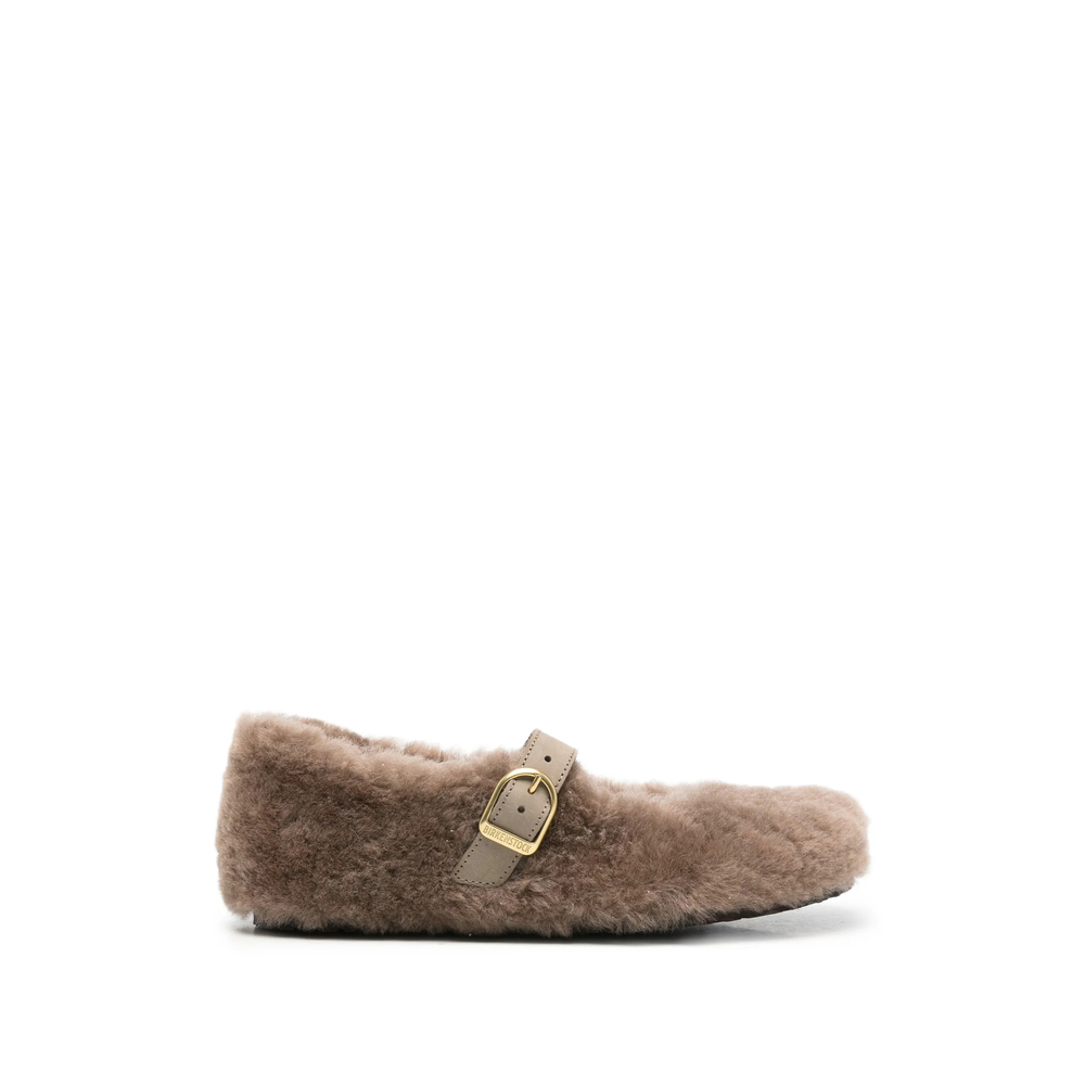 Birkenstock Santa Clarita Shearling-trim Buckle-strap Ballet Flats