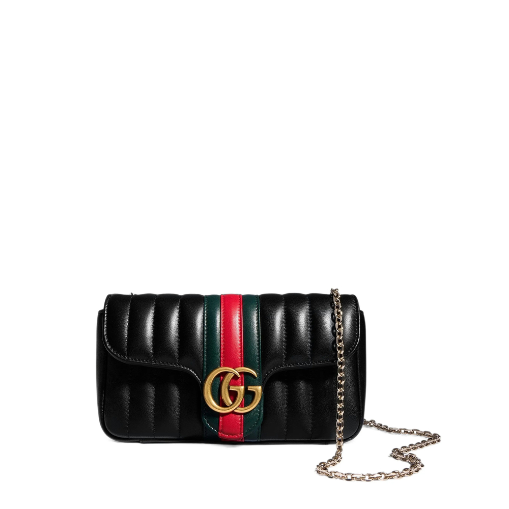 Gucci Jetset Gg Marmont Quilted Leather Clutch Bag In Black
