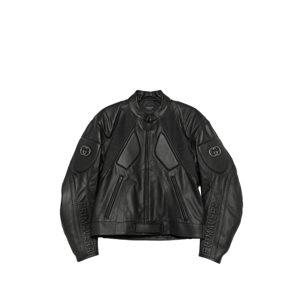 Gucci Web-stripe Interlocking G Leather Jacket