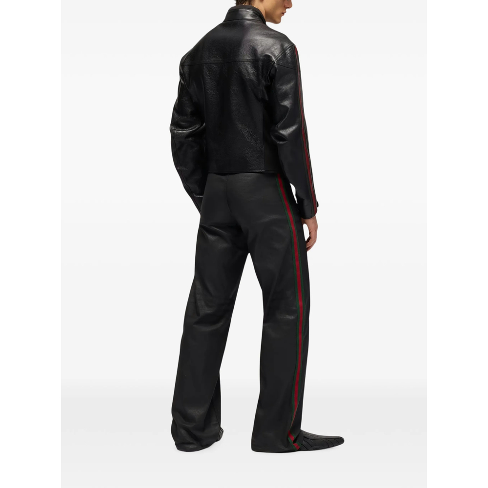 Web-Stripe Straight-Leg Trousers