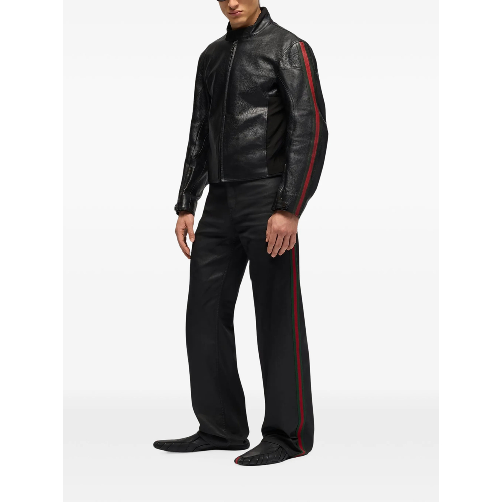 Web-Stripe Straight-Leg Trousers