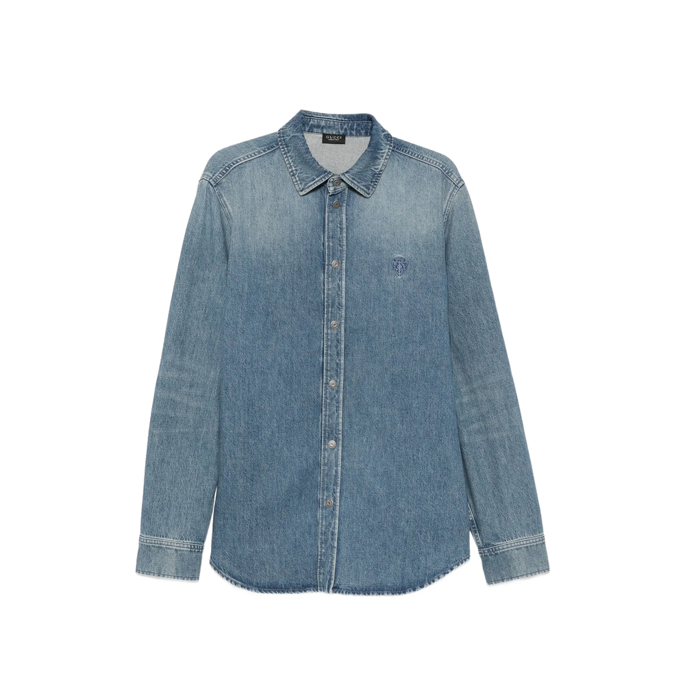 Gucci Logo-embroidered Denim Shirt