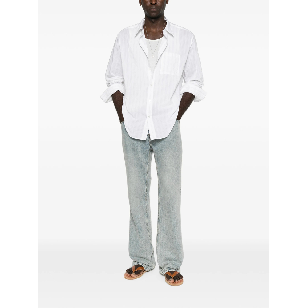Striped-Pattern Chest-Pocket Shirt