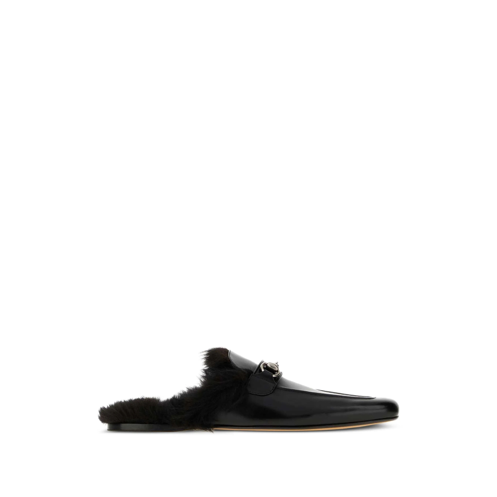 Gucci Horsebit Shearling-trim Mules
