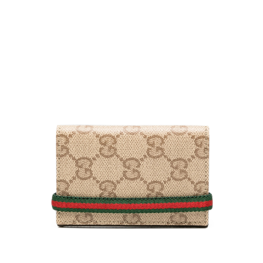 Gucci Gg Supreme Web Cardholder In Neutrals