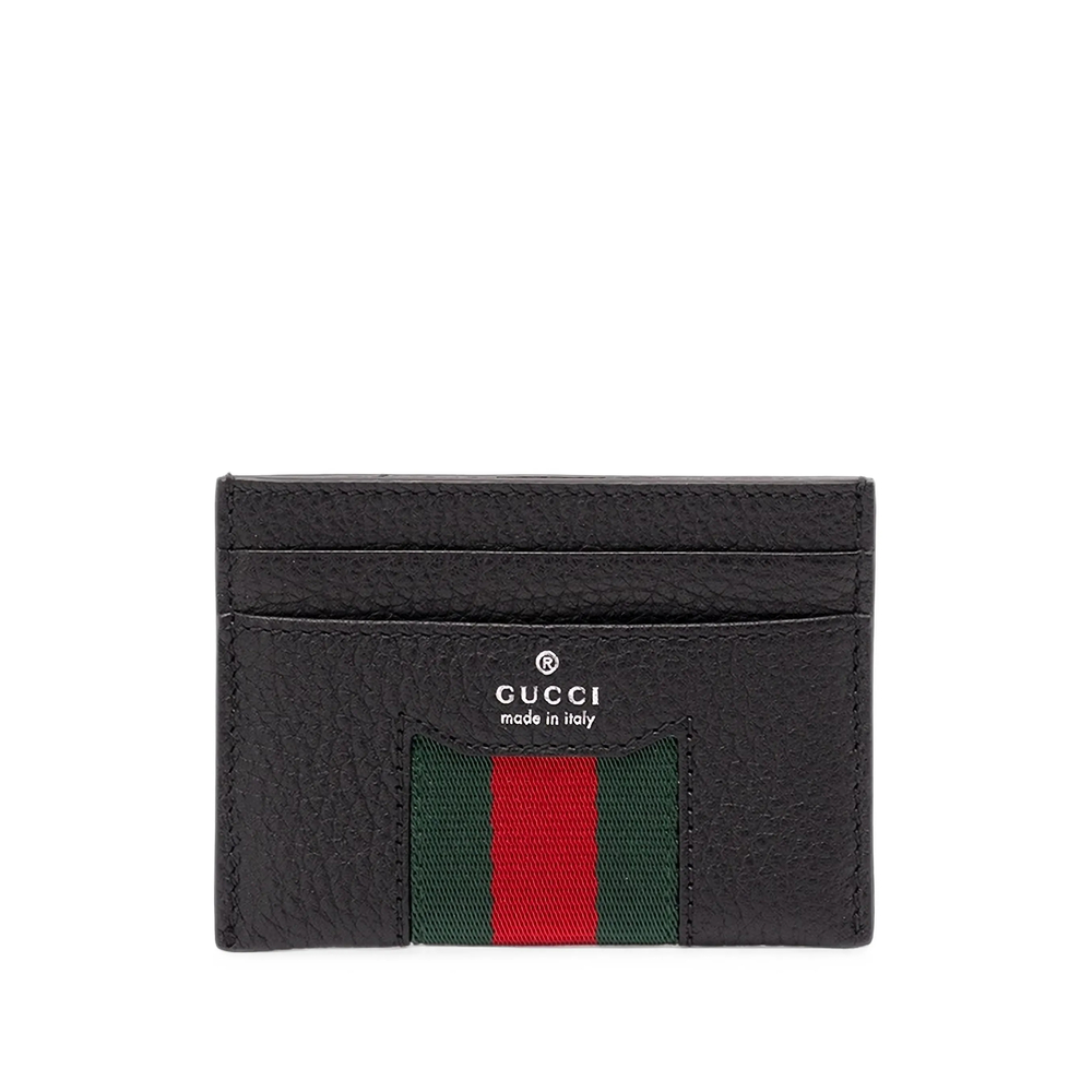 Gucci Web-detail Grained Leather Card Holder