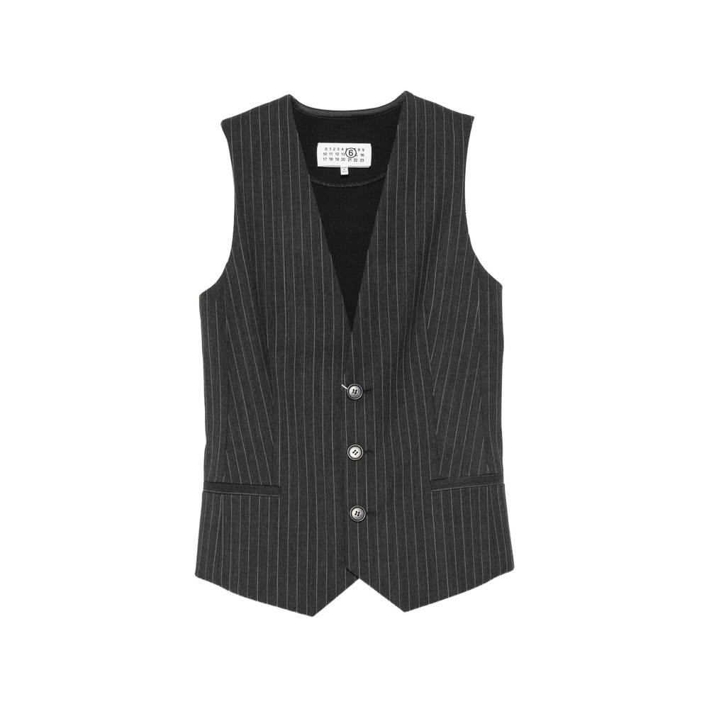 Mm6 Maison Margiela Pinstripe-pattern Sleeveless Waistcoat
