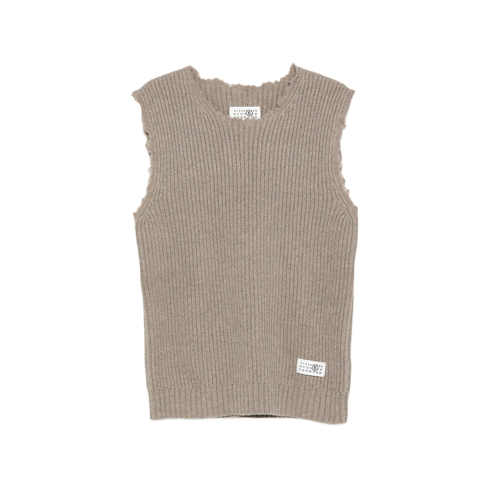 Mm6 Maison Margiela Distressed Ribbed-knit Vest