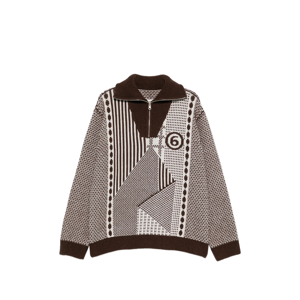 Mm6 Maison Margiela Patchwork Quarter-zip Knit