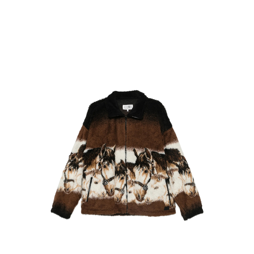 Mm6 Maison Margiela Horse-print Zip-up Cardigan