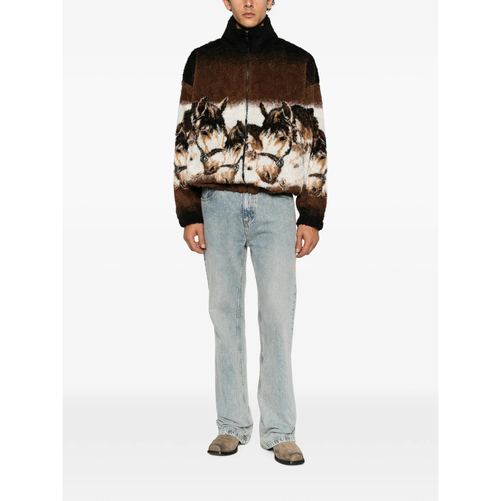Mm6 Maison Margiela Horse-Print Zip-Up Cardigan