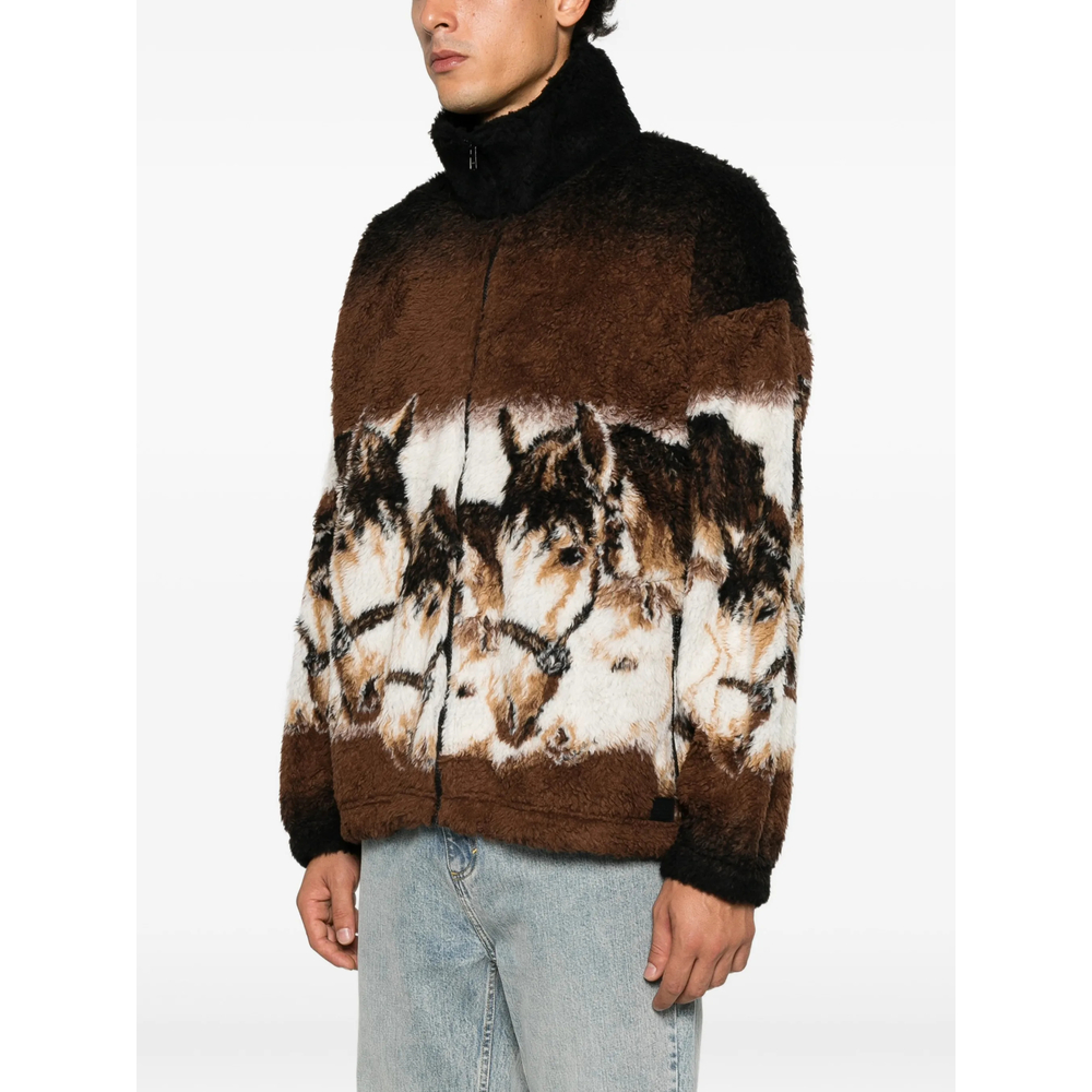 Mm6 Maison Margiela Horse-Print Zip-Up Cardigan