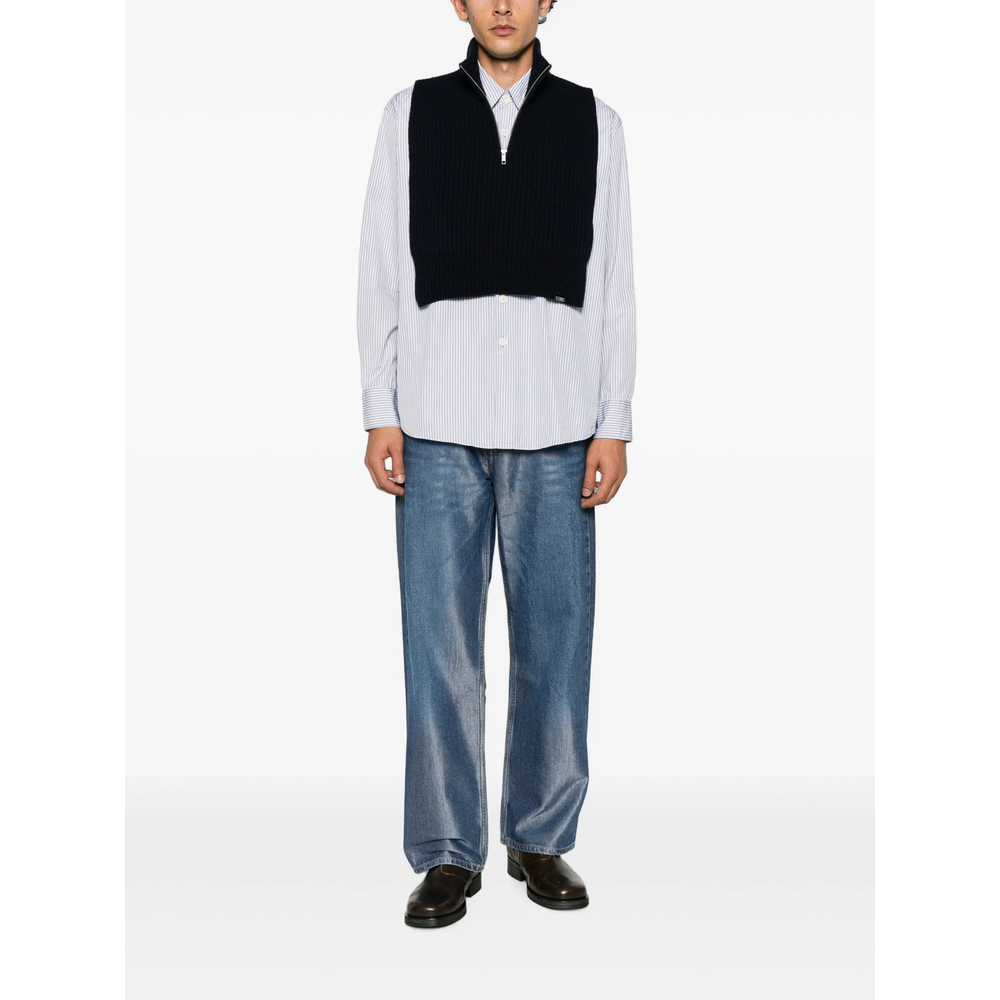 Mm6 Maison Margiela Ribbed-Knit Half-Zip Sweater