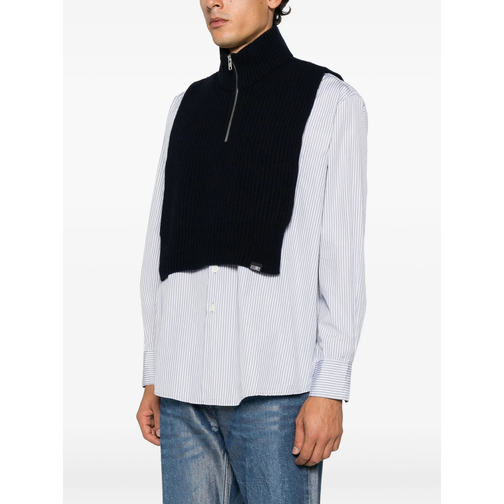 Mm6 Maison Margiela Ribbed-Knit Half-Zip Sweater