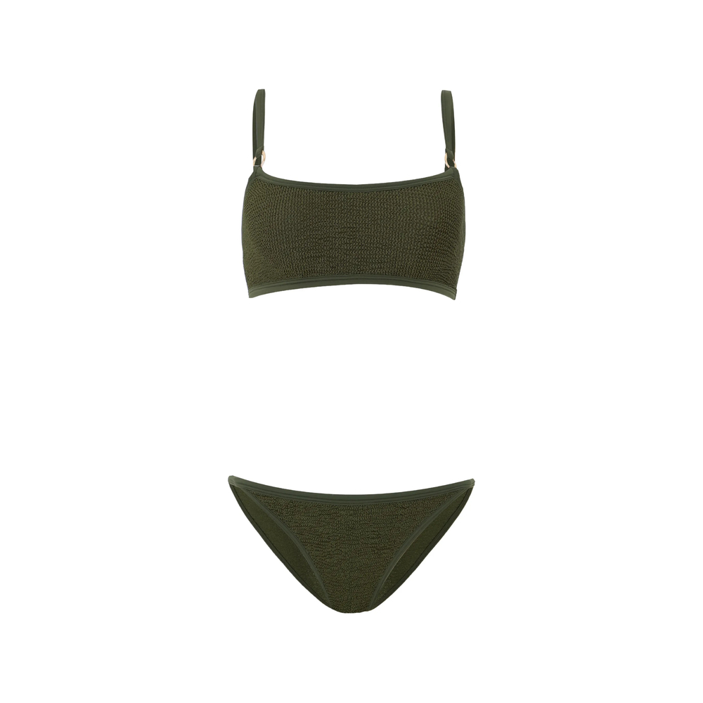 Hunza G Iris Crinkle-effect Bikini In Green