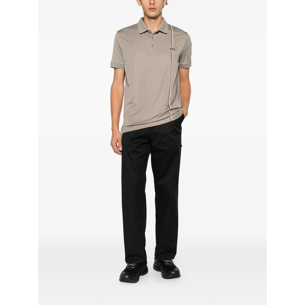 Logo-Print Striped Polo Shirt