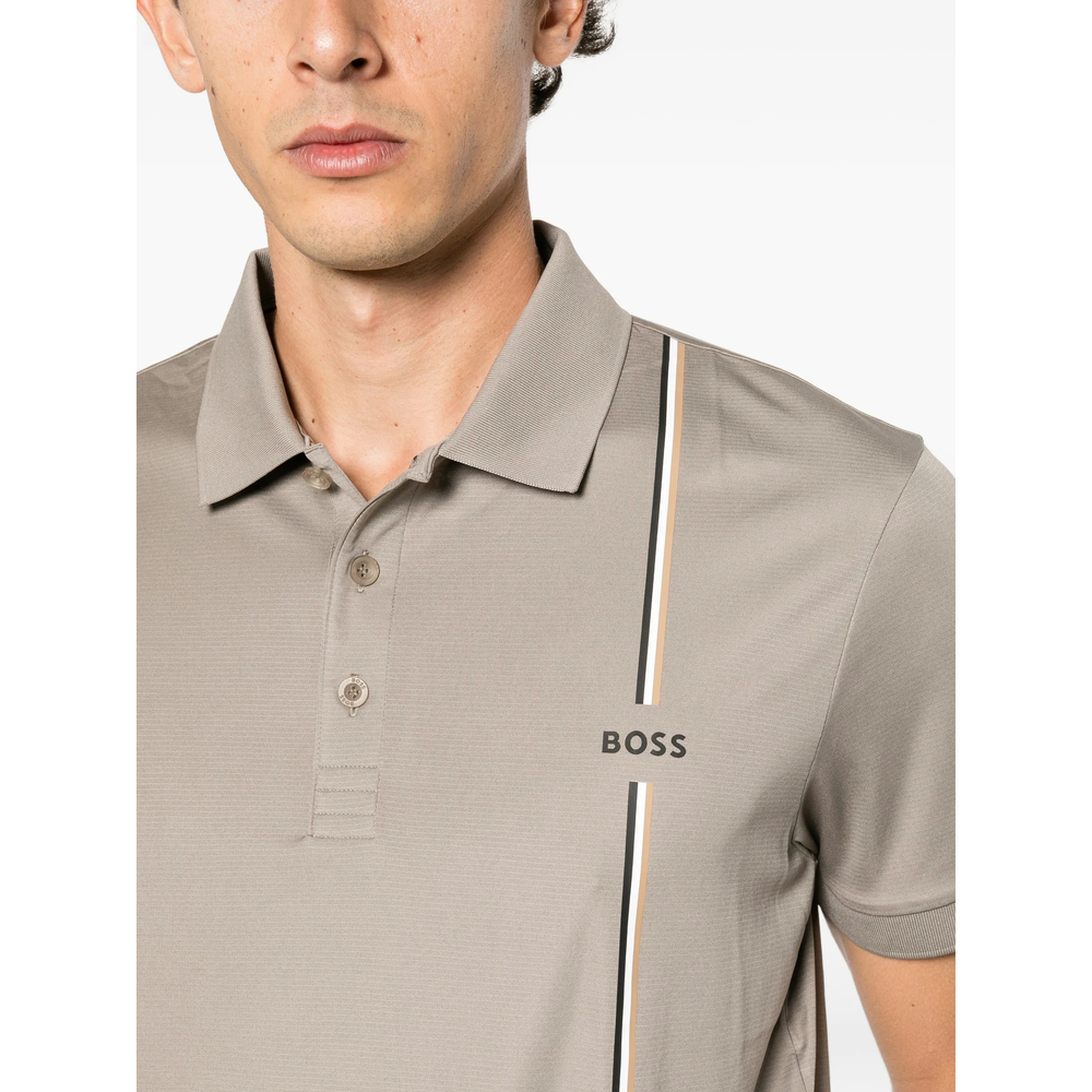 Logo-Print Striped Polo Shirt