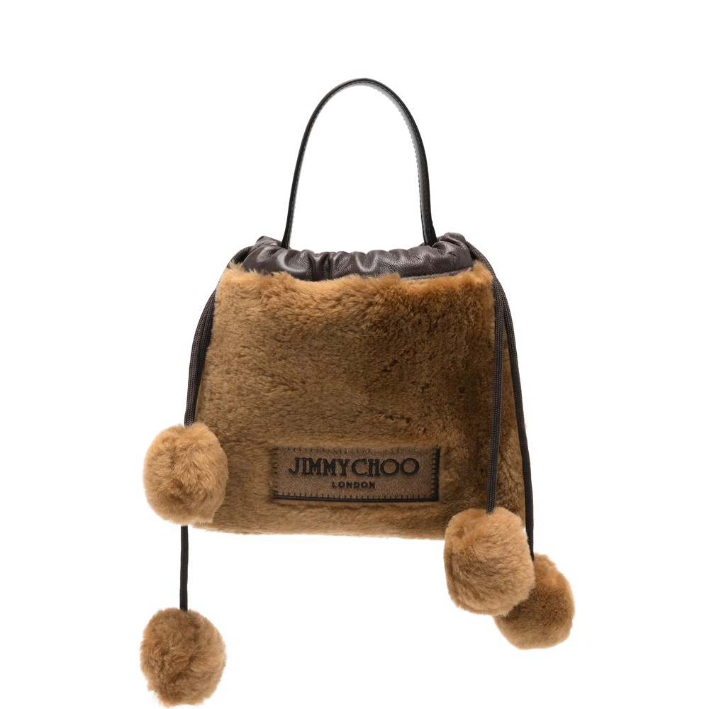 Jimmy Choo Faux-shearling Drawstring Tote Bag