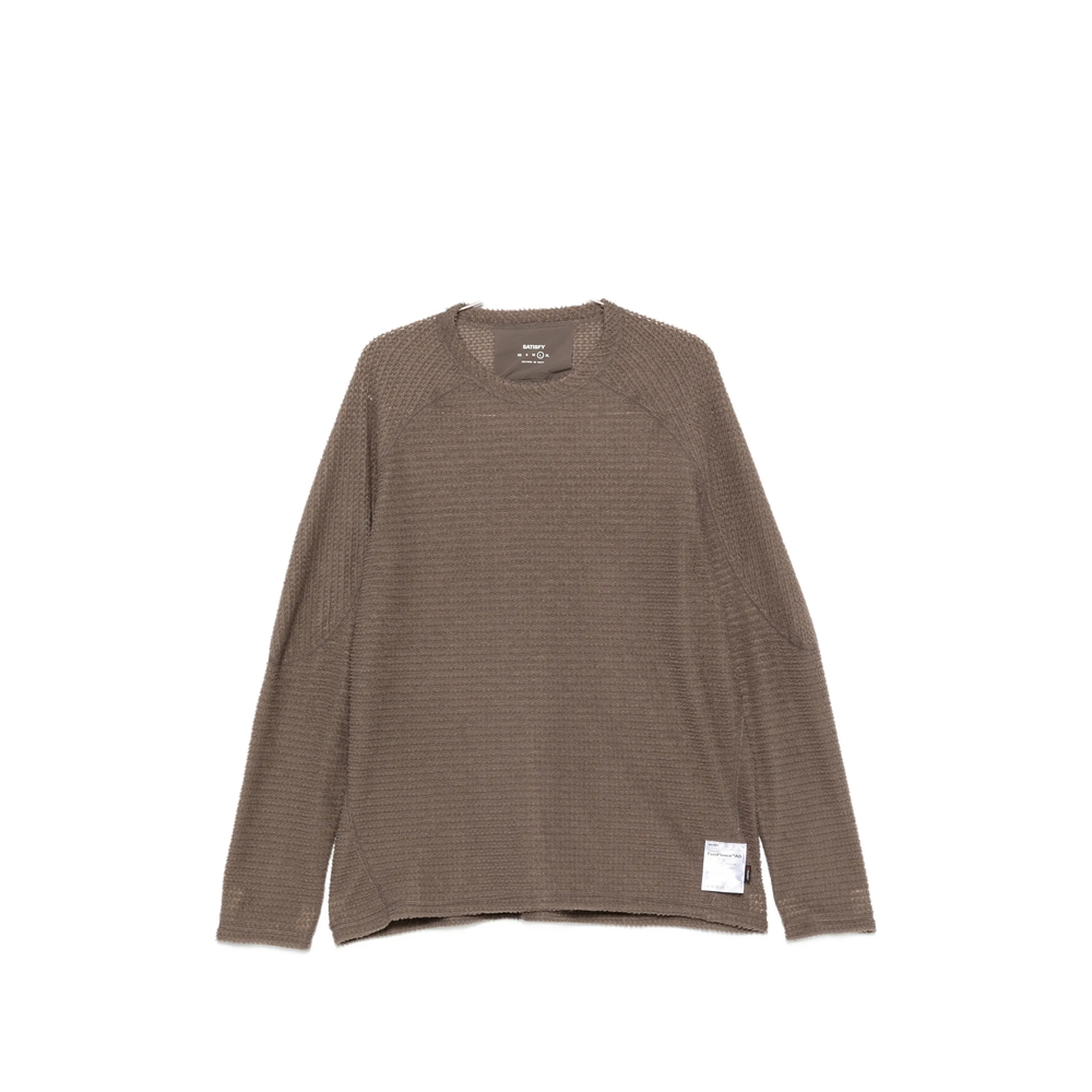 Satisfy Waffle-knit Raglan-sleeve Sweater In Brown
