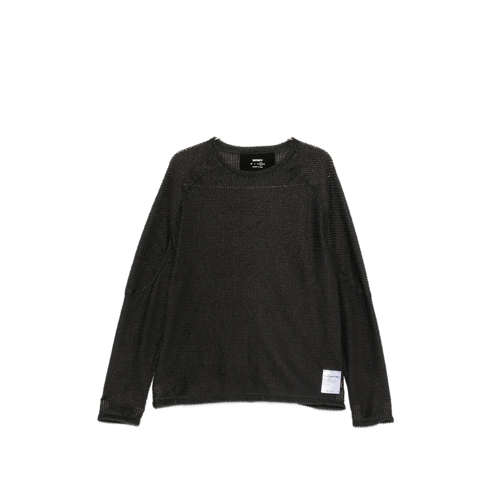 Satisfy Waffle-knit Raglan-sleeve Sweater In Black