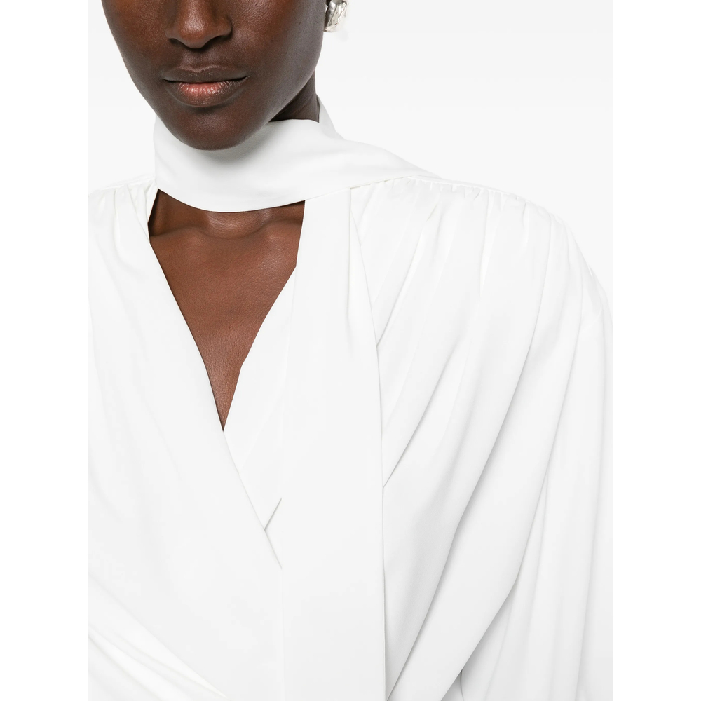 Wrap-Style Scarf-Detail Shirt