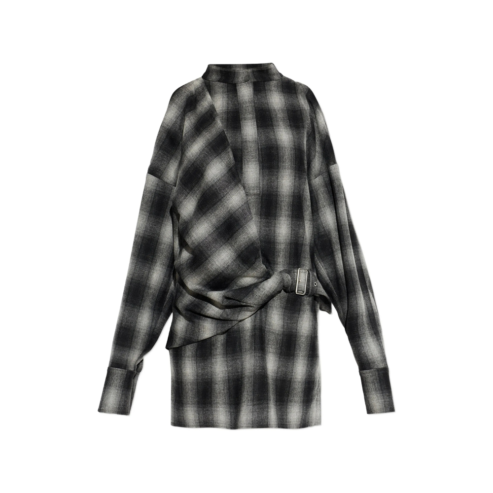 Iro Narissa Check Cold-shoulder Mini Dress