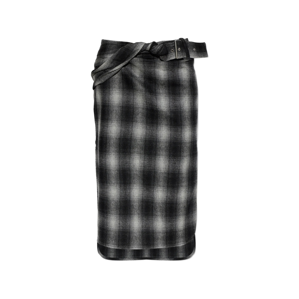 Iro Nylane Check Belted Midi Skirt