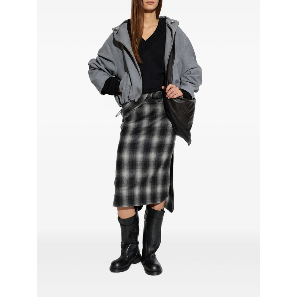 Nylane Check-Pattern Asymmetric Midi