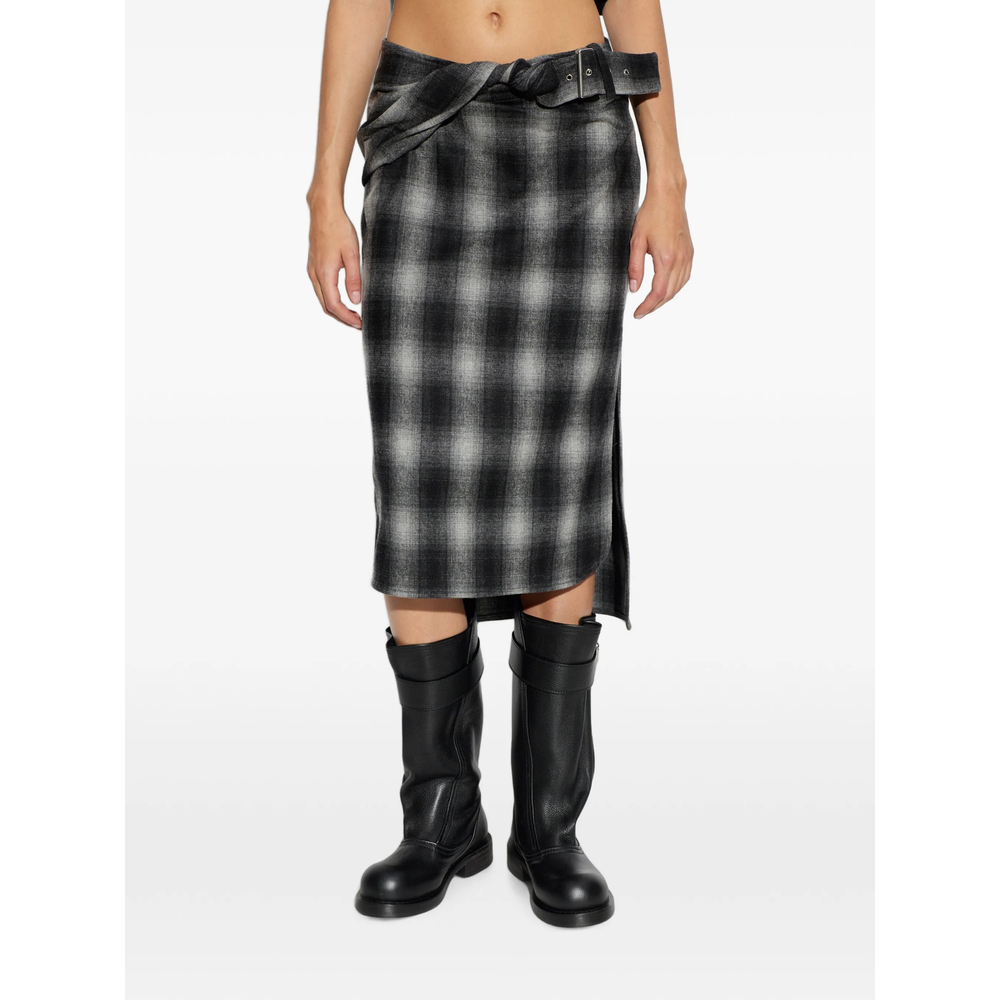 Nylane Check-Pattern Asymmetric Midi