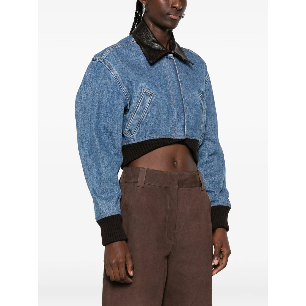 Cropped Contrast-Collar Jacket