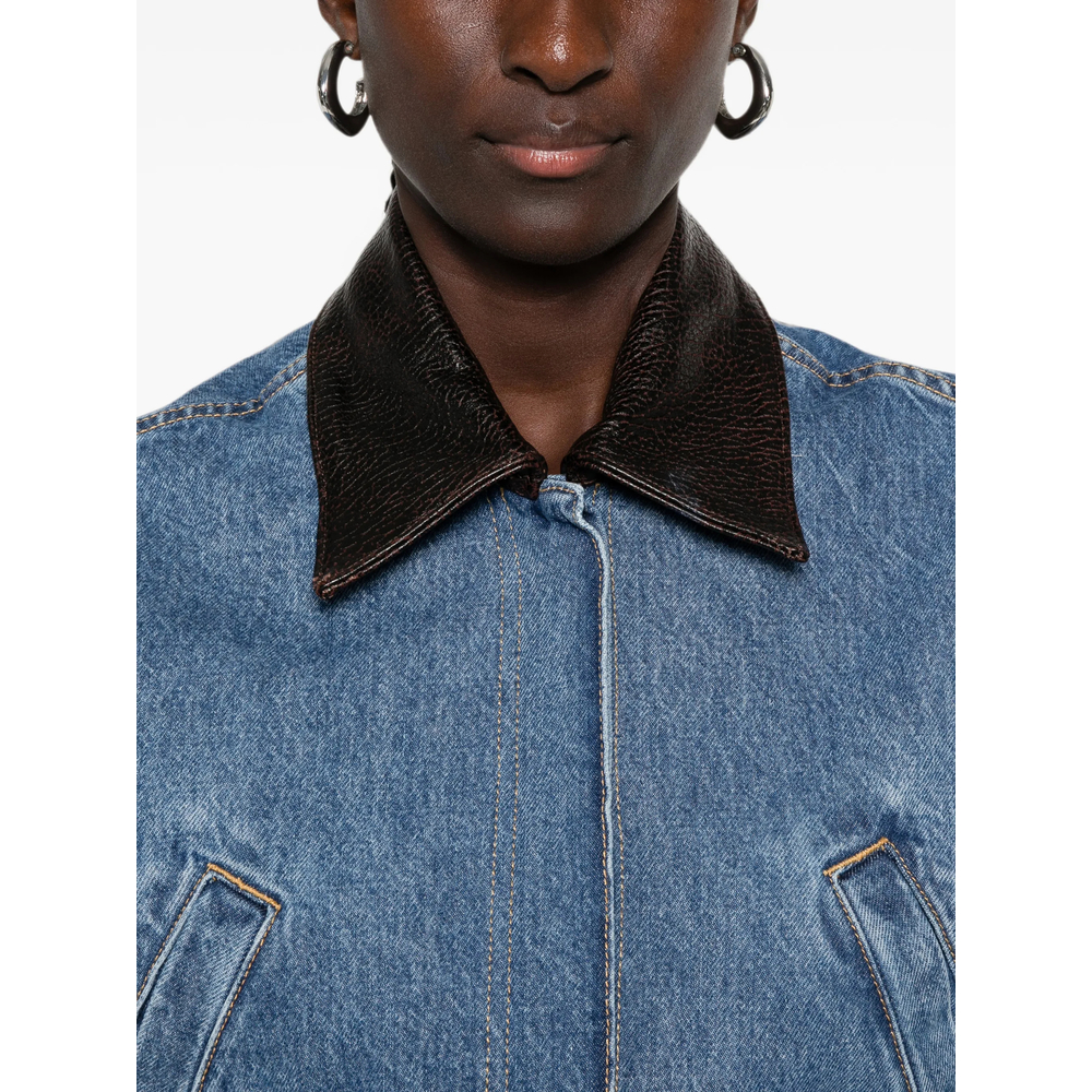 Cropped Contrast-Collar Jacket