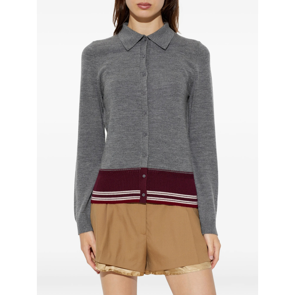 Miel Striped-Trim Button-Down Shirt