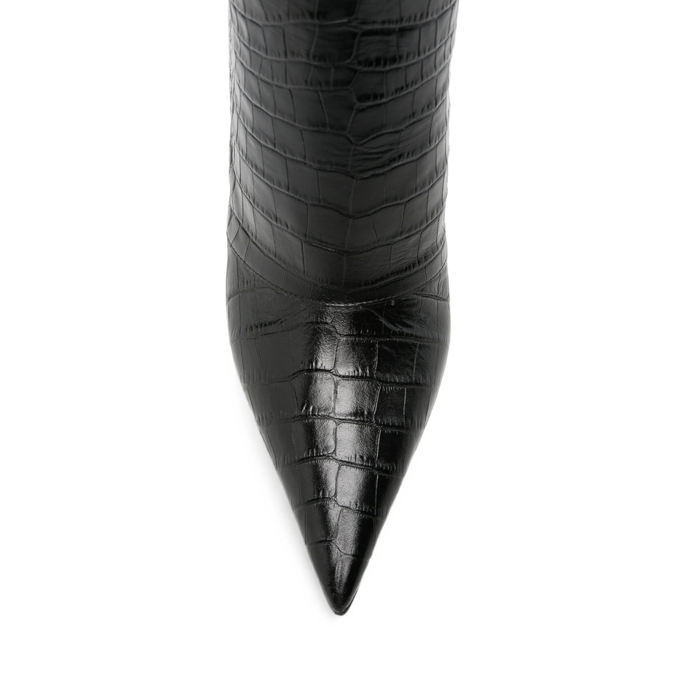 Croc-Effect Over-The-Knee Boots