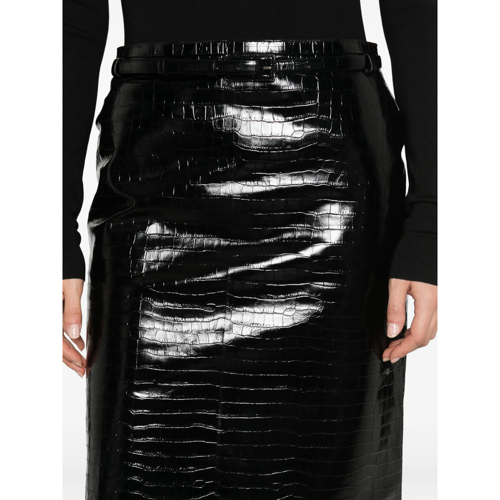 Exotic Printed Calfskin Pencil Skirt