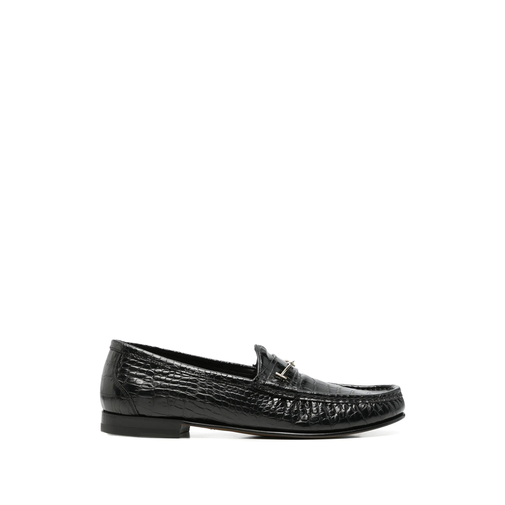Tom Ford Crocodile-effect T-bar Loafers