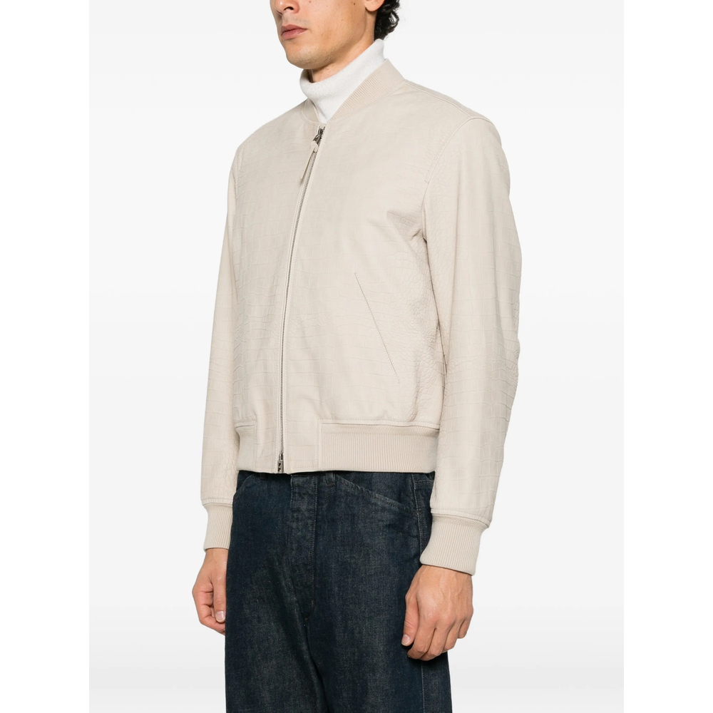 Crocodile-Embossed Bomber Jacket