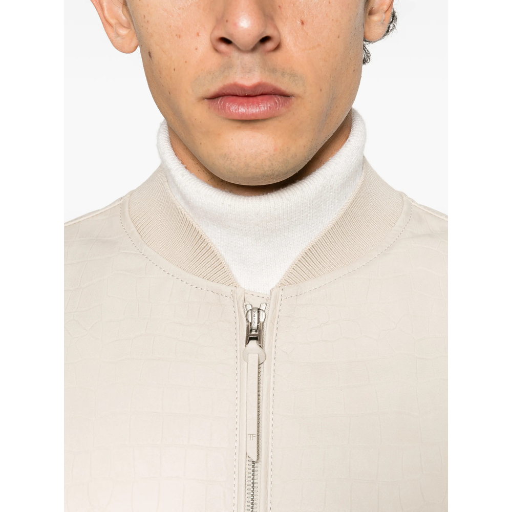 Crocodile-Embossed Bomber Jacket