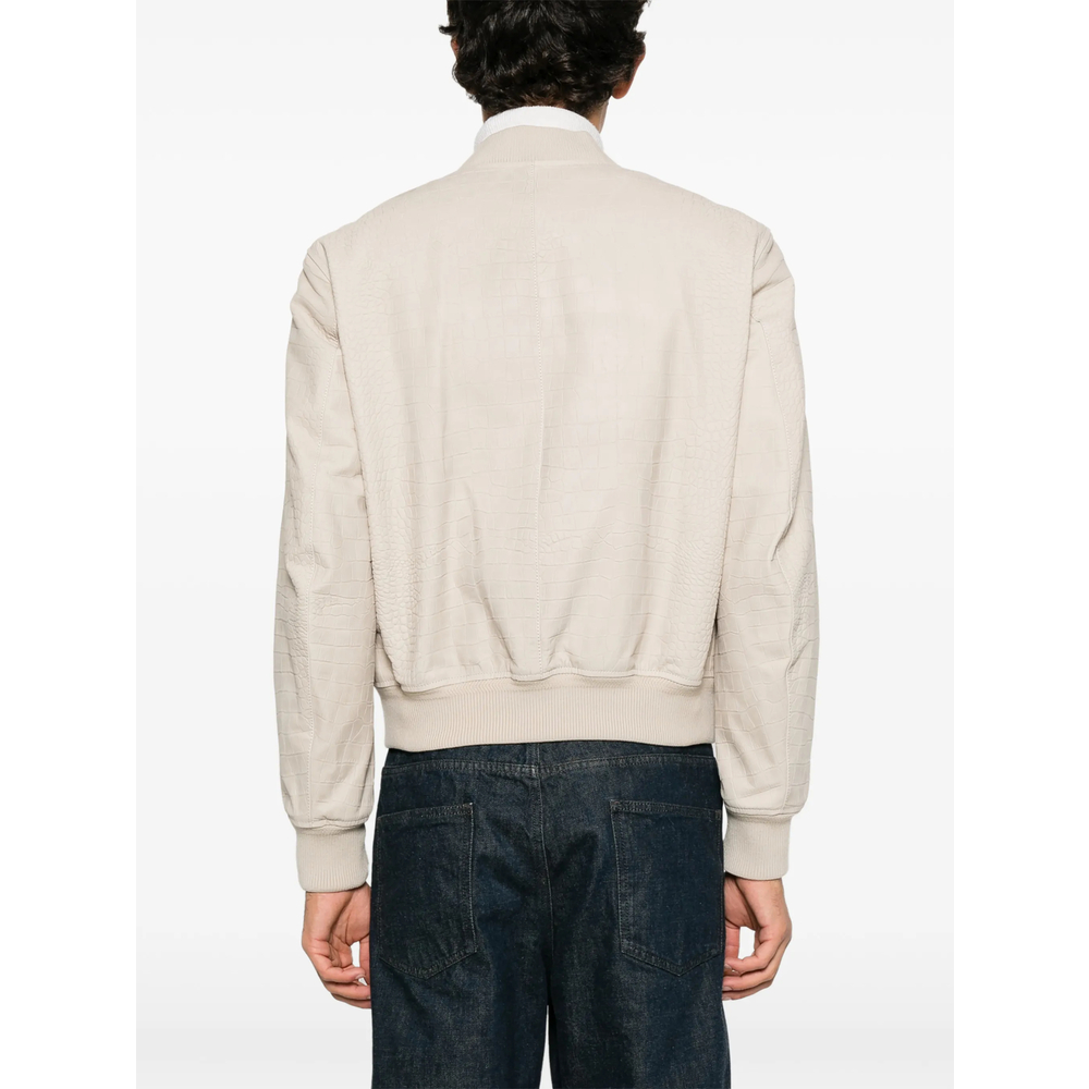 Crocodile-Embossed Bomber Jacket