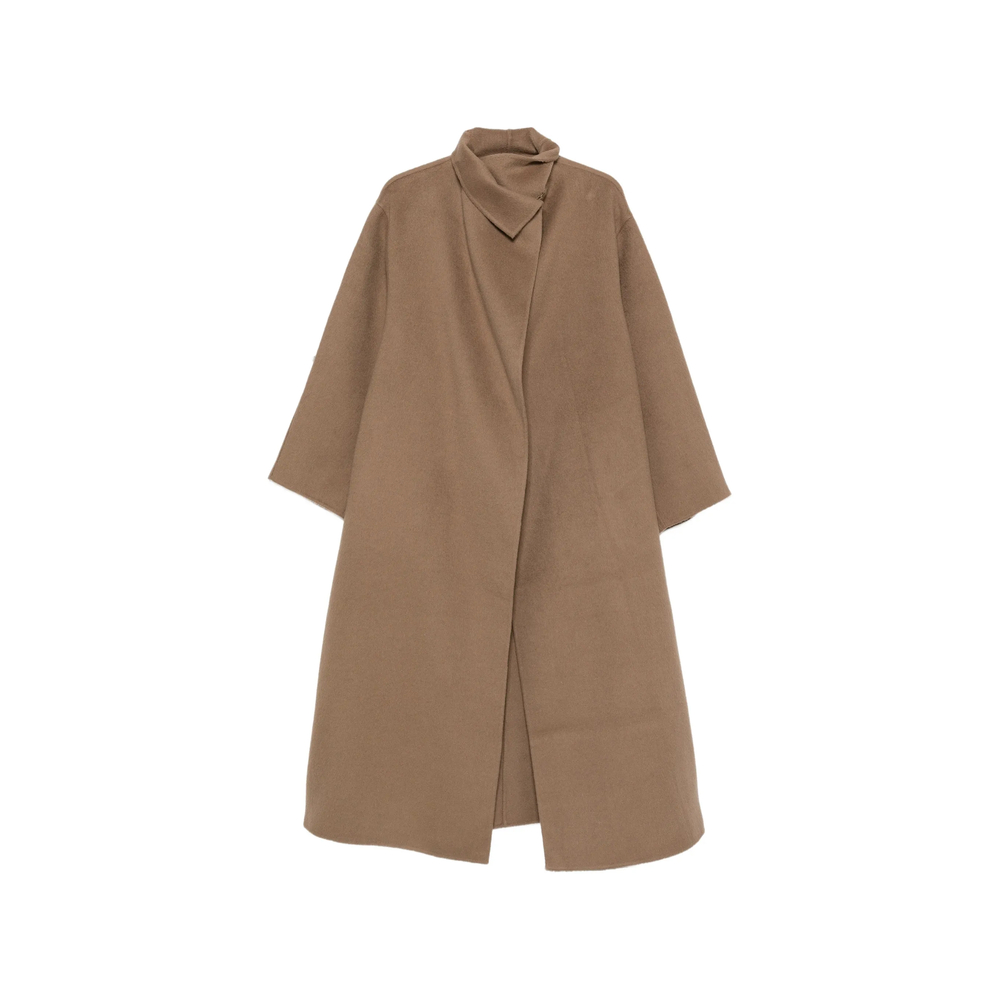 Funnel-Neck Long-Sleeve Coat
