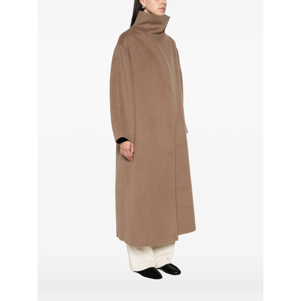 Funnel-Neck Long-Sleeve Coat