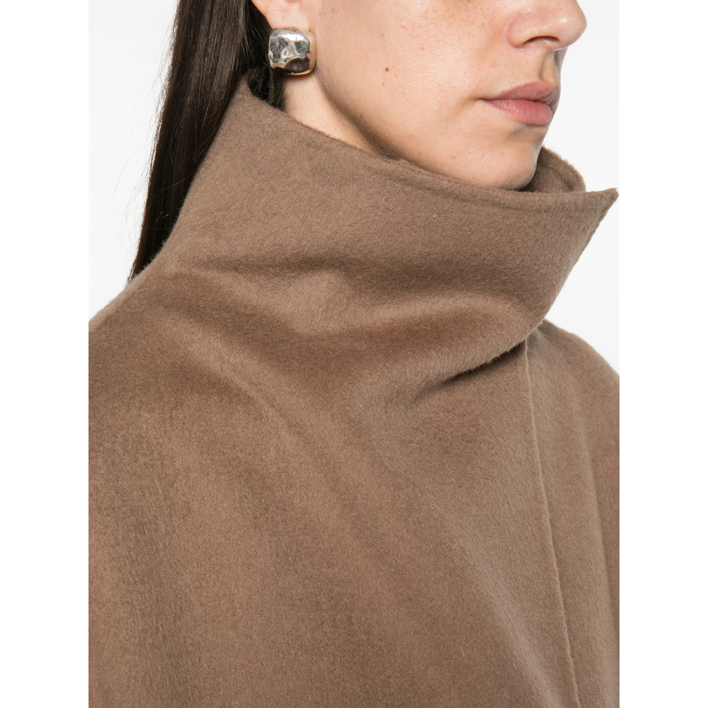 Funnel-Neck Long-Sleeve Coat