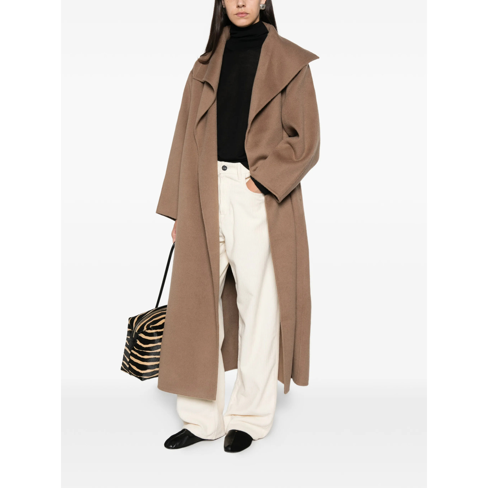 Funnel-Neck Long-Sleeve Coat