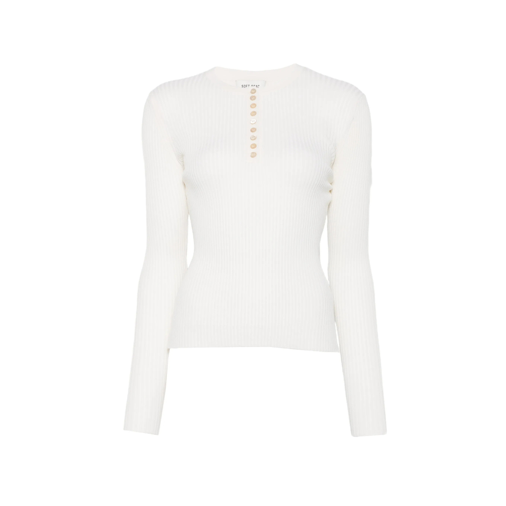 Ribbed-Knit Henley Top
